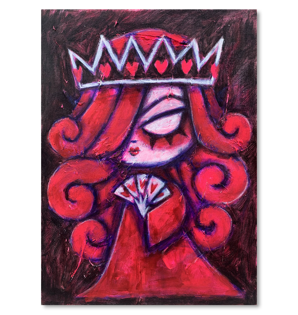 Queen of Hearts Pink 30x40cm Painted Canvas