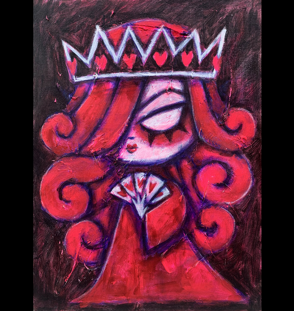 Queen of Hearts Pink 30x40cm Painted Canvas