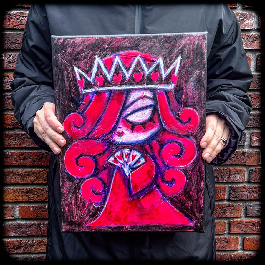 Queen of Hearts Pink 30x40cm Painted Canvas