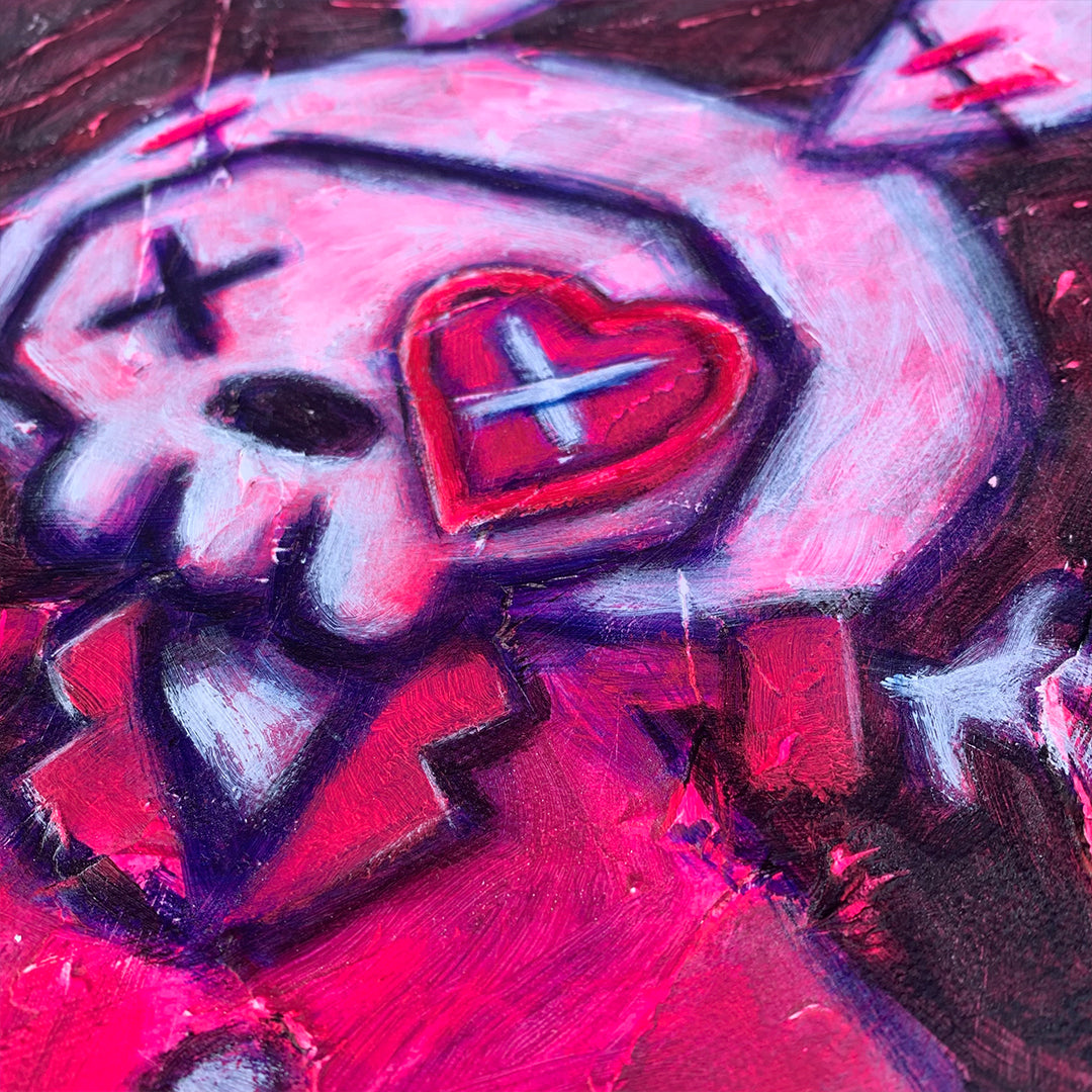 White Rabbit Pink 30x40cm Painted Canvas