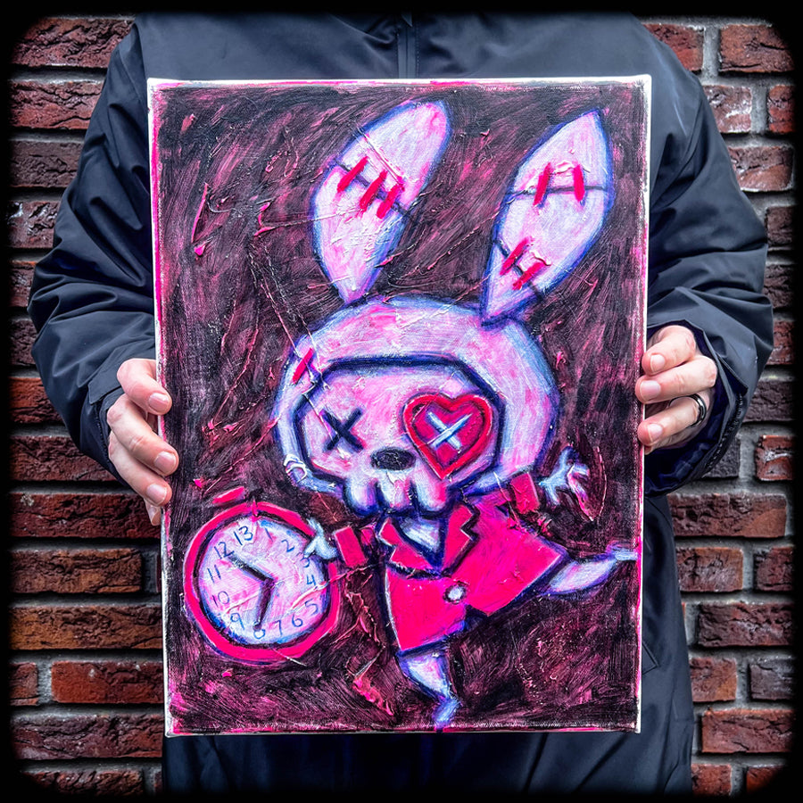 White Rabbit Pink 30x40cm Painted Canvas