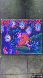 Alice Under the Clock Tree 50x60cm Painted Canvas