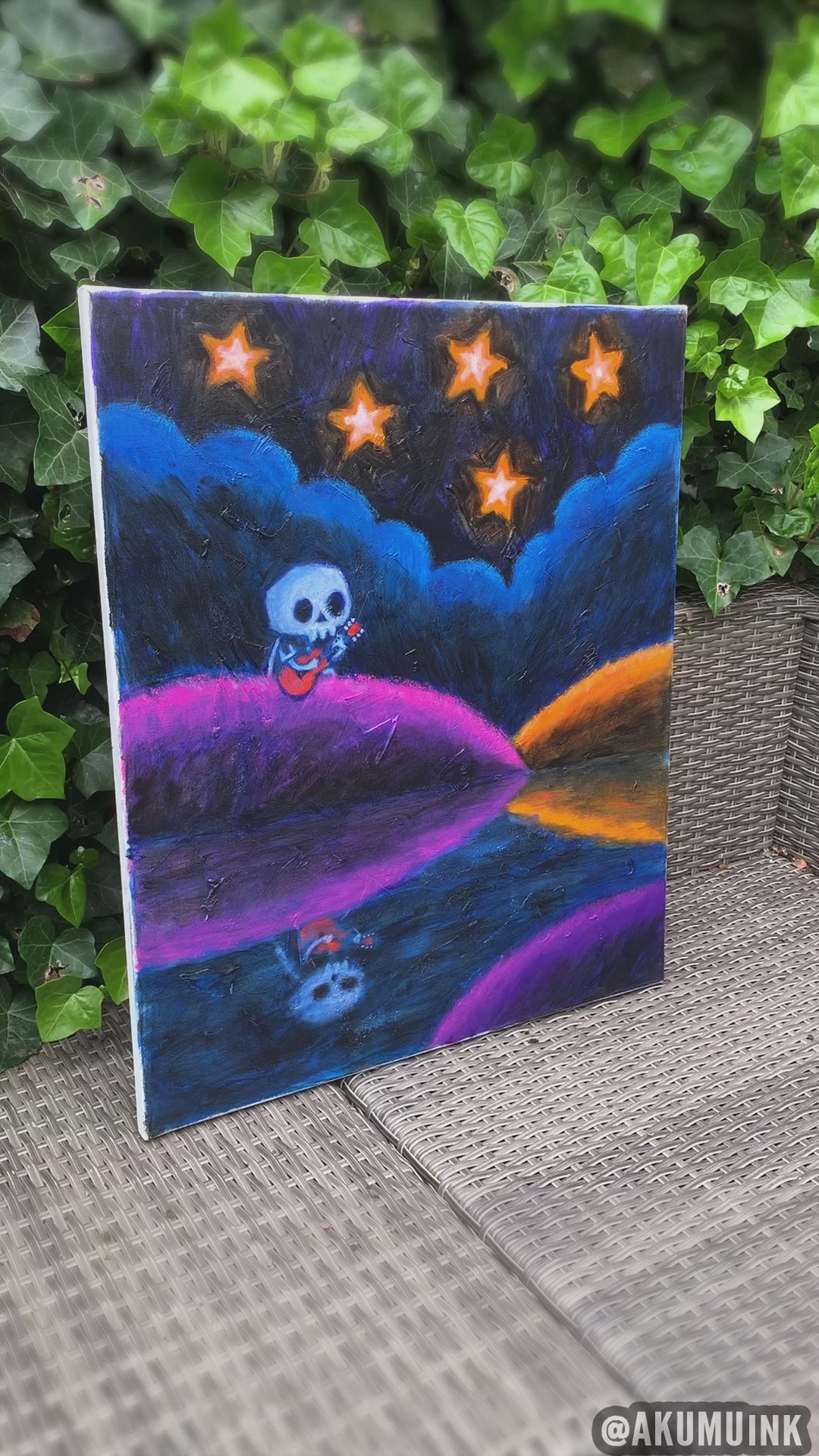 By the Lake, Under the Stars 50x60cm Painted Canvas