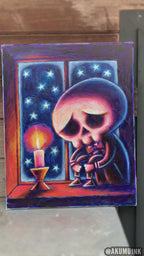 Seeking Warmth 40x50cm Painted Canvas