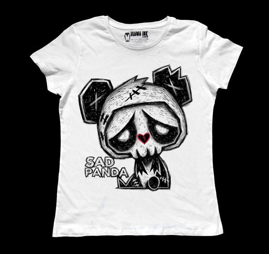 Sad Panda Women White Tshirt, Women Shirts, Akumu ink, goth, emo